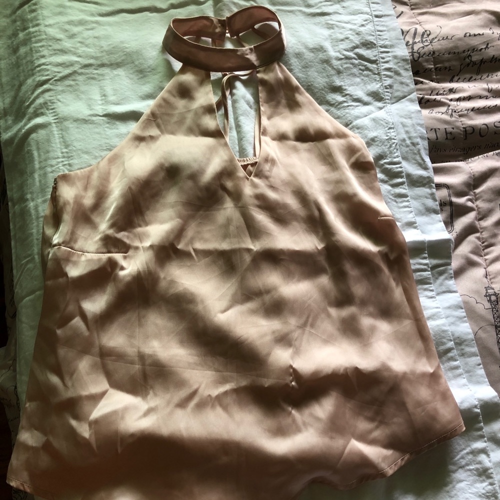 Satin-like blush pink blouse